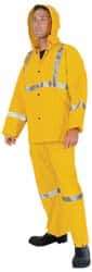 MCR Safety - Size 4XL, Yellow, Rain Three Piece Suit - 65" Chest, Detachable Hood, Take Up Snaps Ankle, Take Up Snaps Wrist - All Tool & Supply