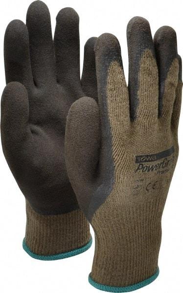 PIP - Size S (7) Latex Coated Cotton Blend General Protection Work Gloves - For General Purpose, Palm & Fingers Coated, Knit Wrist Cuff, Full Fingered, Brown, Paired - All Tool & Supply