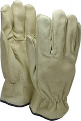 PRO-SAFE - Size XL (10) Grain Pigskin General Protection Work Gloves - For Work & Driver, Uncoated, Slip-On Cuff, Full Fingered, Natural, Paired - All Tool & Supply