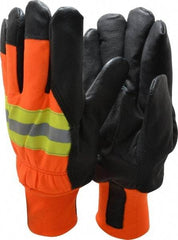 MCR Safety - Size XL (10) Grain Pigskin Cold Protection & Waterproof Work Gloves - For Work & Driver, Uncoated, Knit Wrist Cuff, Full Fingered, Yellow/Red/Orange/Black, Paired - All Tool & Supply