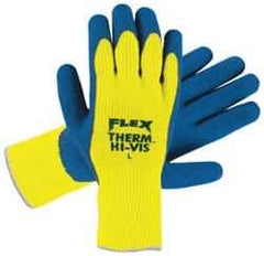 MCR Safety - Size M (8) Latex Coated Cotton Blend General Protection Work Gloves - For General Purpose, Palm & Fingers Coated, Knit Wrist Cuff, Full Fingered, Yellow/Blue, Paired - All Tool & Supply