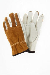 MCR Safety - Size L (9) Split Back/Grain Palm Cowhide General Protection Work Gloves - For Work & Driver, Uncoated, Slip-On Cuff, Full Fingered, Cream/Brown, Paired - All Tool & Supply