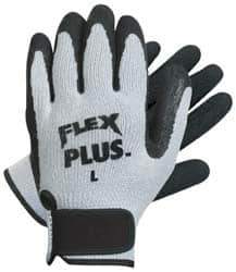 MCR Safety - Size L (9) Latex Coated Cotton Blend General Protection Work Gloves - For General Purpose, Palm & Fingers Coated, Hook & Loop Cuff, Full Fingered, Black/Gray, Paired - All Tool & Supply