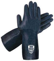 MCR Safety - Size L (9), 12" Long, Supported, Nitrile Chemical Resistant Gloves - Textured Finish, Cotton Lined, Gauntlet Cuff, Black - All Tool & Supply