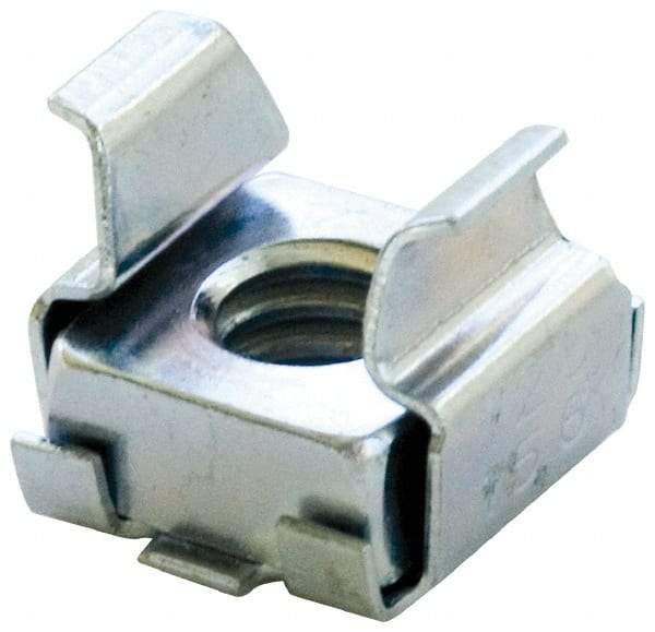 Made in USA - #6-32 Screw, 0.025 to 1/16" Thick, Spring Steel Cage Nut - Zinc-Plated Finish - All Tool & Supply