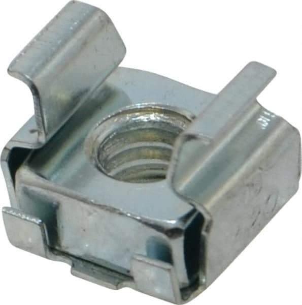 Made in USA - 1/4-20 Screw, 0.093 to 1/8" Thick, Spring Steel Cage Nut - Zinc-Plated Finish - All Tool & Supply