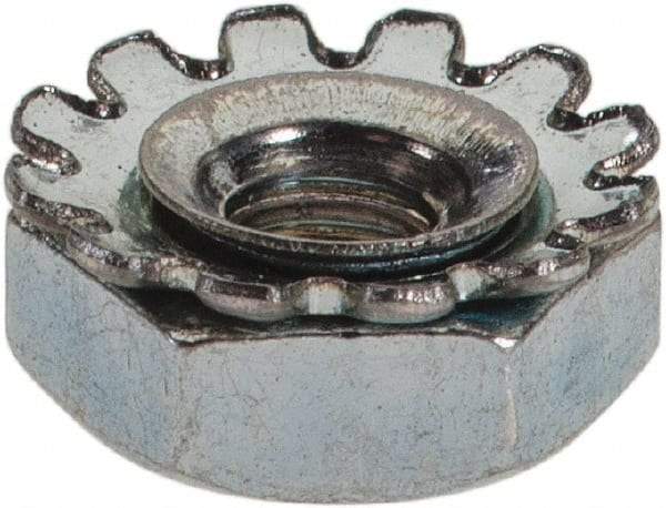 Value Collection - #5-40, Zinc Plated, Steel Hex Nut with External Tooth Washer - 1/4" Washer Diam, 1/4" Width Across Flats - All Tool & Supply