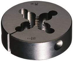 Cle-Line - 1-1/8 - 12 UNF Thread, 3" Outside Diam Carbon Steel Round Die - 1" Thick, Right Hand Thread, Adjustable - Exact Industrial Supply