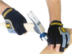 ironCLAD - Size XL (10-11) Synthetic Leather Anti-Vibration/Impact Protection Work Gloves - For General Purpose, Uncoated, Hook & Loop Cuff, (3) Half Fingered/(2) Full Fingered, Black/Gray/Yellow, Paired - All Tool & Supply