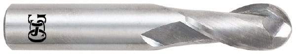 OSG - 9/16" Diam, 1-1/8" LOC, 2 Flute Solid Carbide Ball End Mill - Uncoated, Single End, 3-1/2" OAL, 9/16" Shank Diam, Spiral Flute - All Tool & Supply