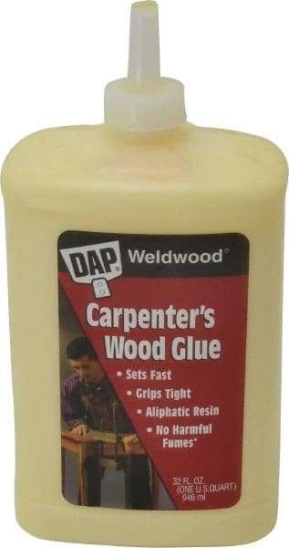 DAP - 32 oz Bottle Yellow Wood Glue - 5 to 7 min Working Time, 72 hr Full Cure Time, Bonds to Cardboard, Fabric, Leather, Particle Board & Wood - All Tool & Supply