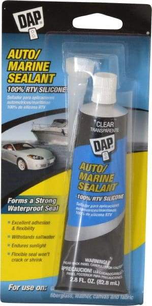 DAP - 2.8 oz Tube Clear RTV Silicone Joint Sealant - -40 to 400°F Operating Temp, 10 to 20 min Tack Free Dry Time, 24 hr Full Cure Time - All Tool & Supply