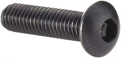 Made in USA - M3x0.50 Metric Coarse Hex Socket Drive, Button Screw - Alloy Steel, Black Oxide Finish, Fully Threaded, 12mm Length Under Head - All Tool & Supply