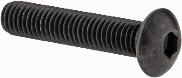 Made in USA - M5x0.80 Metric Coarse Hex Socket Drive, Button Screw - Alloy Steel, Black Oxide Finish, Fully Threaded, 25mm Length Under Head - All Tool & Supply