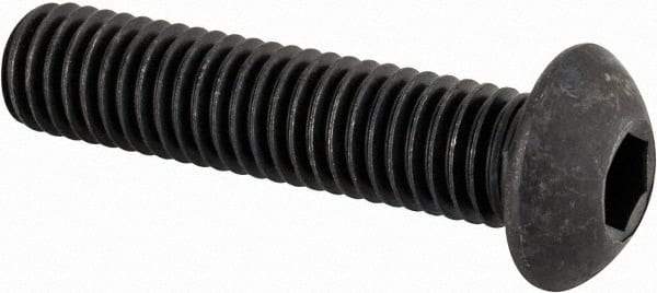 Made in USA - M8x1.25 Metric Coarse Hex Socket Drive, Button Screw - Alloy Steel, Black Oxide Finish, Fully Threaded, 35mm Length Under Head - All Tool & Supply