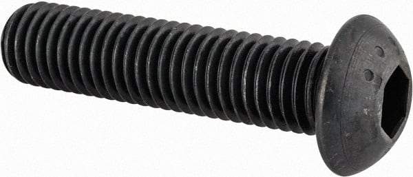 Made in USA - M12x1.75 Metric Coarse Hex Socket Drive, Button Screw - Alloy Steel, Black Oxide Finish, Fully Threaded, 50mm Length Under Head - All Tool & Supply