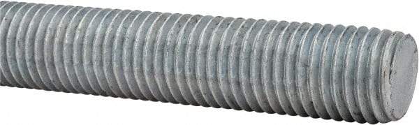 Made in USA - 1-8 UNC (Coarse), 6' Long, Low Carbon Steel Threaded Rod - Hot-Dipped Galvanized Finish, Right Hand Thread - All Tool & Supply