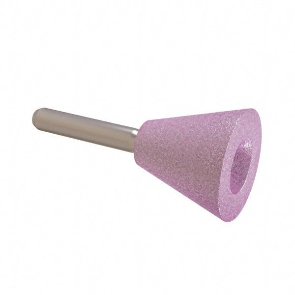 Grier Abrasives - 1-3/8 x 1" Head Diam x Thickness, A31, Inverted Cone Cupped End, Aluminum Oxide Mounted Point - All Tool & Supply