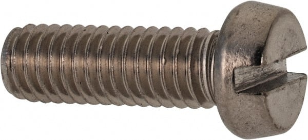 Value Collection - M6x1.00 Metric Coarse, 18mm Length Under Head Slotted Drive Machine Screw - Fillister Head, Grade 18-8 & A2 Stainless Steel, Uncoated, Without Washer - All Tool & Supply