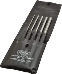 General - 5 Piece, 1/8 to 3/8", Pin Punch Set - Comes in Vinyl Case - All Tool & Supply