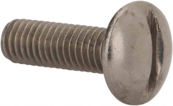 Value Collection - M5x0.80 Metric Coarse, 16mm Length Under Head Slotted Drive Machine Screw - Truss Head, Grade 18-8 & A2 Stainless Steel, Uncoated, Without Washer - All Tool & Supply