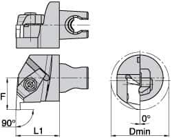 Kennametal - Insert Style NG 3R, 30mm Head Length, Left Hand Cut, Internal Modular Threading Cutting Unit Head - System Size KM3225, 22mm Center to Cutting Edge, Series Top Notch - All Tool & Supply