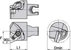 Kennametal - Insert Style LT 16NR, 30mm Head Length, Right Hand Cut, Modular Threading Cutting Unit Head - System Size KM3225, 22mm Center to Cutting Edge, Series LT Threading - All Tool & Supply