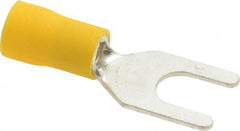 Ideal - 1/4" Stud, 12 to 10 AWG Compatible, Partially Insulated, Crimp Connection, Standard Fork Terminal - All Tool & Supply