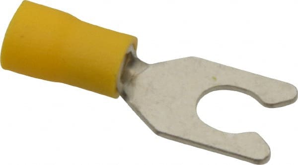 Ideal - 1/4" Stud, 12 to 10 AWG Compatible, Partially Insulated, Crimp Connection, Locking Fork Terminal - All Tool & Supply