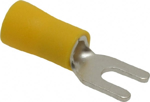 Ideal - #6 Stud, 12 to 10 AWG Compatible, Partially Insulated, Crimp Connection, Standard Fork Terminal - All Tool & Supply