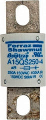 Ferraz Shawmut - 150 VAC/VDC, 250 Amp, Fast-Acting Semiconductor/High Speed Fuse - Bolt-on Mount, 2-21/32" OAL, 100 at AC, 50 at DC kA Rating, 1-1/8" Diam - All Tool & Supply