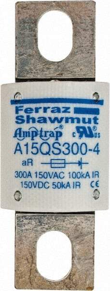 Ferraz Shawmut - 150 VAC/VDC, 300 Amp, Fast-Acting Semiconductor/High Speed Fuse - Bolt-on Mount, 2-21/32" OAL, 100 at AC, 50 at DC kA Rating, 1-1/8" Diam - All Tool & Supply