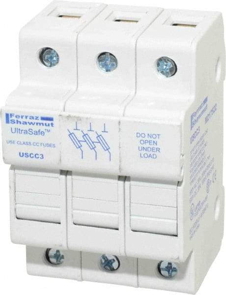 Ferraz Shawmut - 3 Pole, 600 VAC/VDC, 30 Amp, DIN Rail Mount Fuse Holder - Compatible with CC Class, 2.07 Inch Wide Fuse - All Tool & Supply