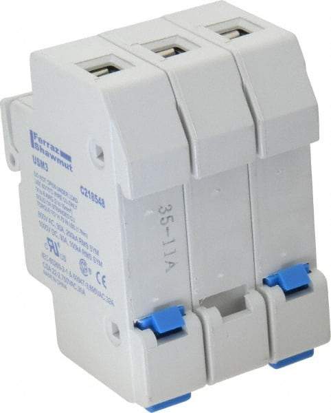 Ferraz Shawmut - 3 Pole, 1000 VDC and 800 VAC, 30 Amp, DIN Rail Mount Fuse Holder - Compatible with CC Class, 1-1/2 Inch Long x 2.07 Inch Wide and 13/32 Inch Diameter Fuse - All Tool & Supply