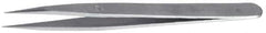 Value Collection - 3-1/2" OAL 0C-SS Precision Tweezers - Short, Flat Tip - All Tool & Supply