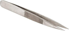 Value Collection - 4-3/8" OAL AC-SS Precision Tweezers - Heavy Tip with Serrated Shank - All Tool & Supply