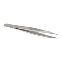 Value Collection - 4-3/4" OAL OOD-SS Precision Tweezers - Very Strong with Serrated Body, Heavy Tip - All Tool & Supply