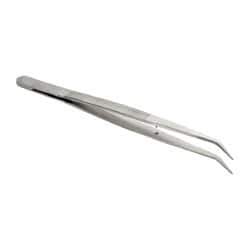 Value Collection - 5-7/8" OAL Stainless Steel Assembly Tweezers - Bent Point with Serrated Shank & Tip - All Tool & Supply