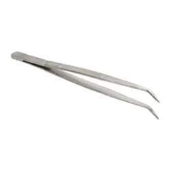 Value Collection - 6-1/4" OAL Stainless Steel Assembly Tweezers - Long Bent Point, Serrated Body/Tip - All Tool & Supply