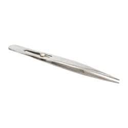 Value Collection - 4-3/4" OAL Stainless Steel Assembly Tweezers - Slide Locking, Sharp Point - All Tool & Supply