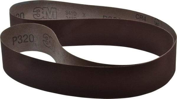 3M - 2" Wide x 60" OAL, 320 Grit, Aluminum Oxide Abrasive Belt - Aluminum Oxide, Extra Fine, Coated, X Weighted Cloth Backing, Series 341D - All Tool & Supply