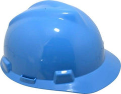 MSA - ANSI Type I, Class E Rated, 8-Point, Pin Lock Adjustment Hard Hat - Size 6-1/2 to 8, Blue, Standard Brim - All Tool & Supply