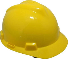 MSA - ANSI Type I, Class E Rated, 8-Point, Pin Lock Adjustment Hard Hat - Size 6-1/2 to 8, Yellow, Standard Brim - All Tool & Supply