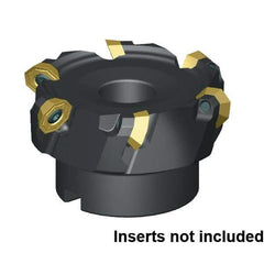 Kennametal - 9 Inserts, 80mm Cut Diam, 27mm Arbor Diam, 3.5mm Max Depth of Cut, Indexable Square-Shoulder Face Mill - 45° Lead Angle, 50mm High, OFPT06L5AFENGB Insert Compatibility, Through Coolant, Series KSOM - All Tool & Supply