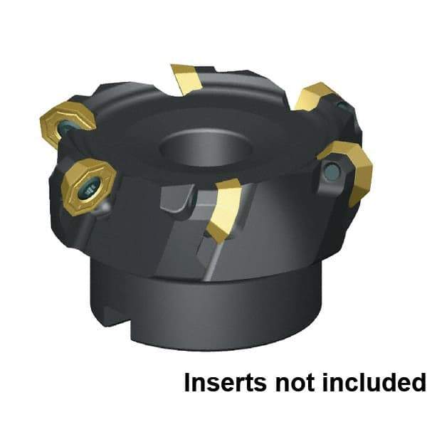 Kennametal - 9 Inserts, 3" Cut Diam, 1" Arbor Diam, 3.5mm Max Depth of Cut, Indexable Square-Shoulder Face Mill - 45° Lead Angle, 1-3/4" High, OFPT06L5AFENGB Insert Compatibility, Through Coolant, Series KSOM - All Tool & Supply