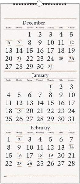 AT-A-GLANCE - 7 Sheet, 12 x 27", Wall Calendar - White - All Tool & Supply