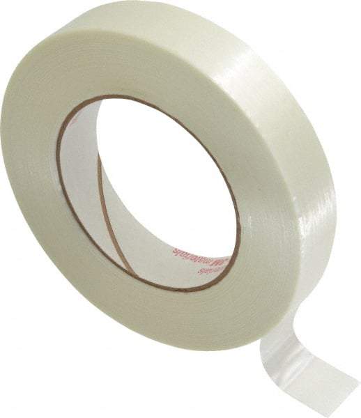 Ability One - 1" x 60 Yd Clear Rubber Adhesive Packaging Tape - Glass Filament Backing, 12 mil Thick, Series 7510-00 - All Tool & Supply