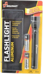 Ability One - Xenon Bulb, Industrial/Tactical Flashlight - Black Aluminum Body, 2 AA Batteries Included - All Tool & Supply