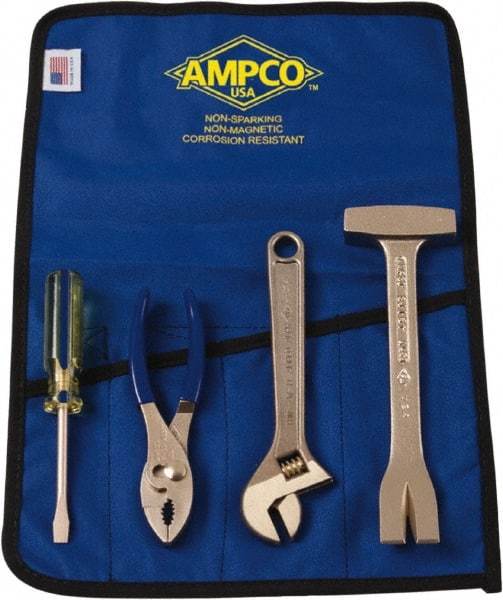 Ampco - 4 Piece Nonsparking Tool Set - Comes in Roll Up Pouch - All Tool & Supply