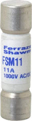 Ferraz Shawmut - 1,000 VAC/VDC, 11 Amp, Fast-Acting Multimeter Fuse - 38mm OAL, 20 at AC/DC kA Rating, 10.3mm Diam - All Tool & Supply